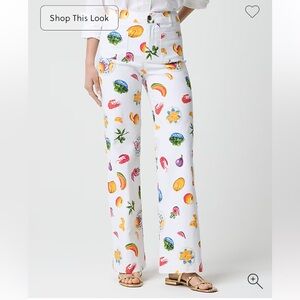 NWT Lizzie High Rise patch pocket wide leg pants in white multi print